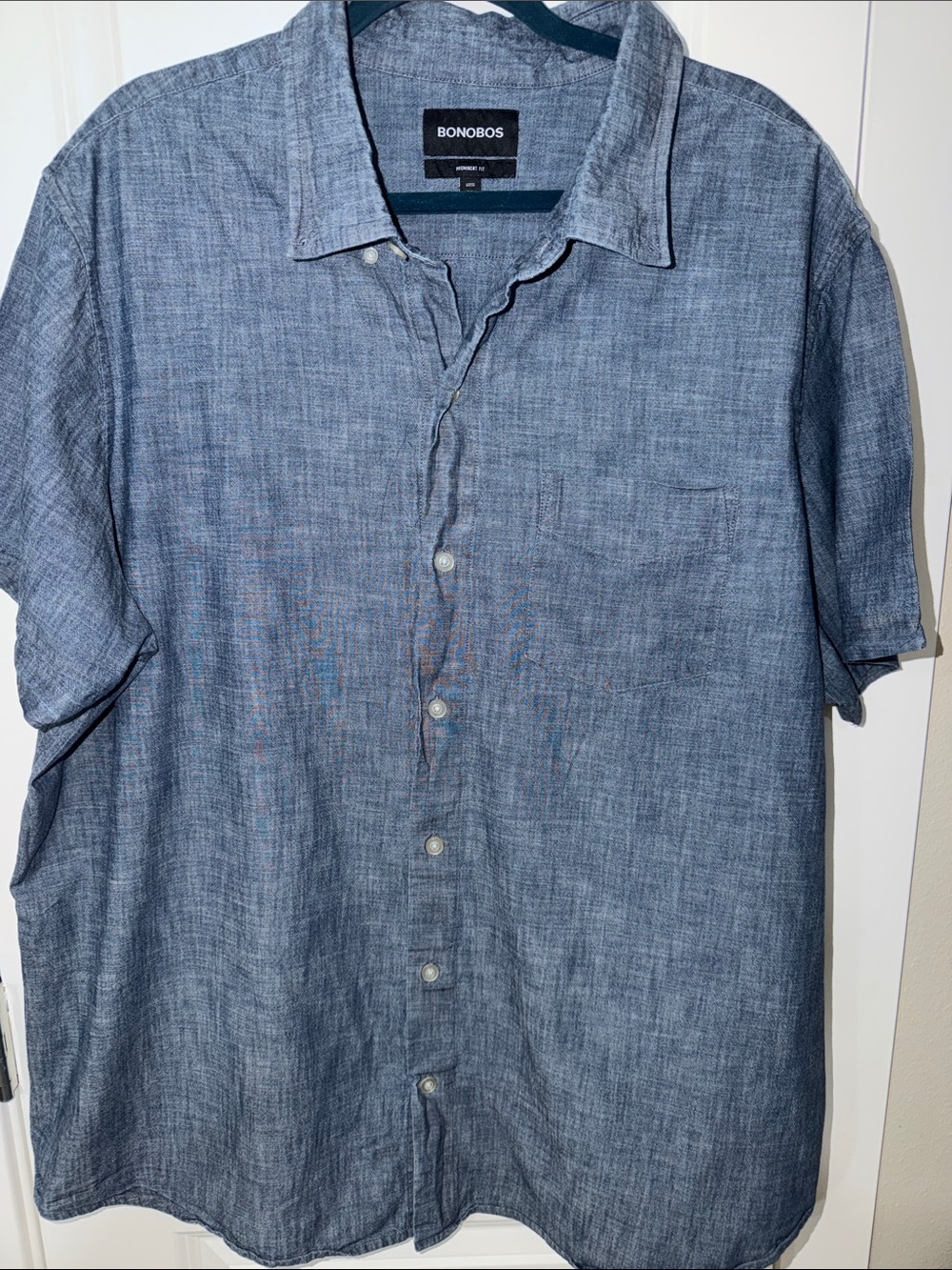 Bonobos Light Blue Short-Sleeve Linen-Blend Button-Down Shirt